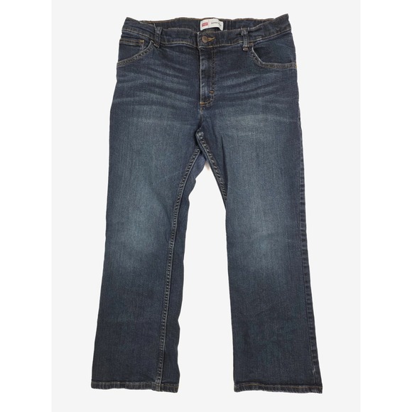 Wrangler Husky Western Fit Dark Wash Denim Classic Boot Leg Jeans Boy's Size 16 - Picture 1 of 5
